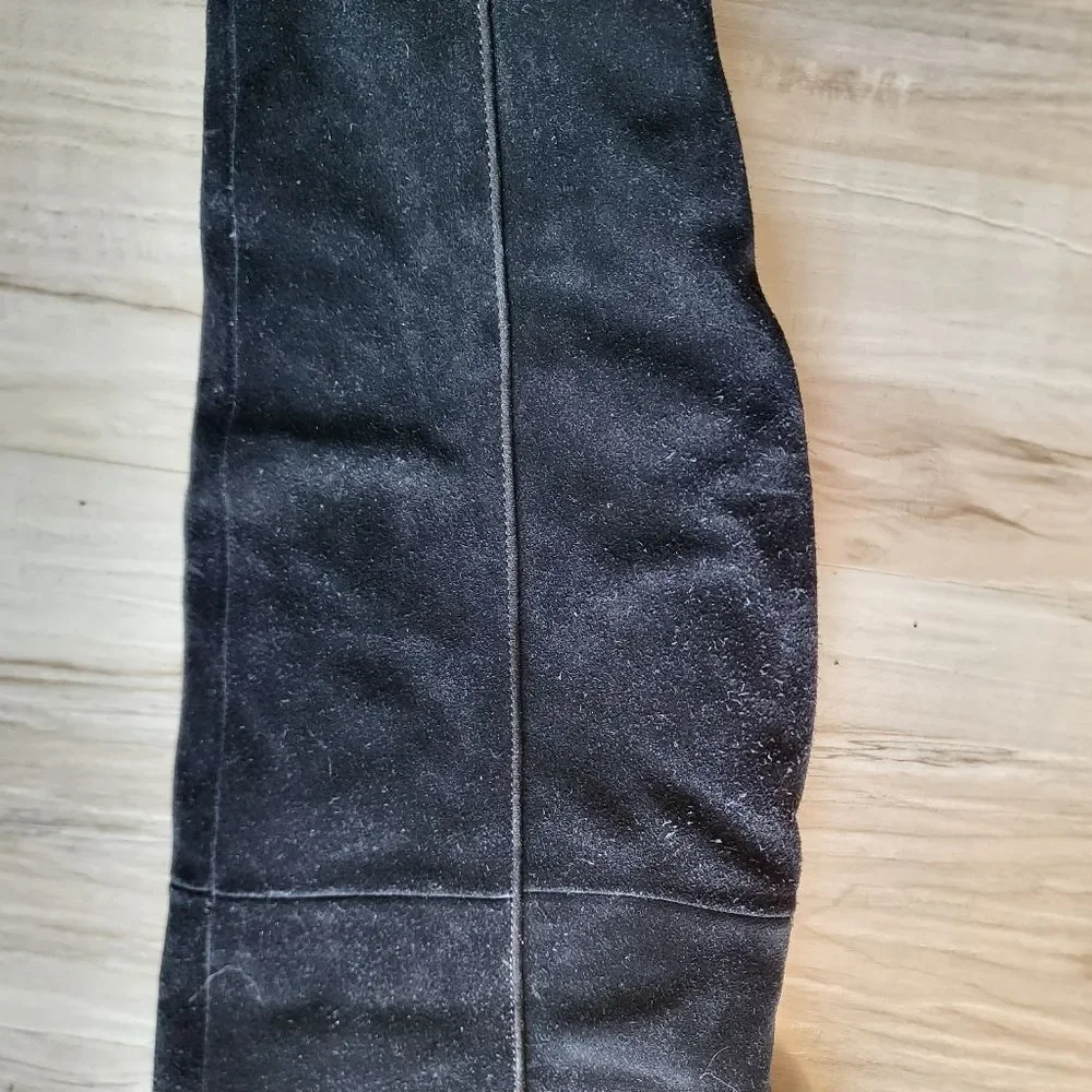 Black Suede Leather Over the Knee Block Heel Boots Sz 38 TopShop